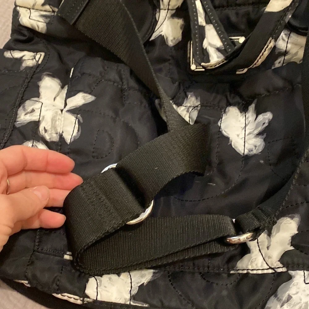Marc by Marc Jacobs Pretty Nylon Painted Flower Diaper Bag Black - White…